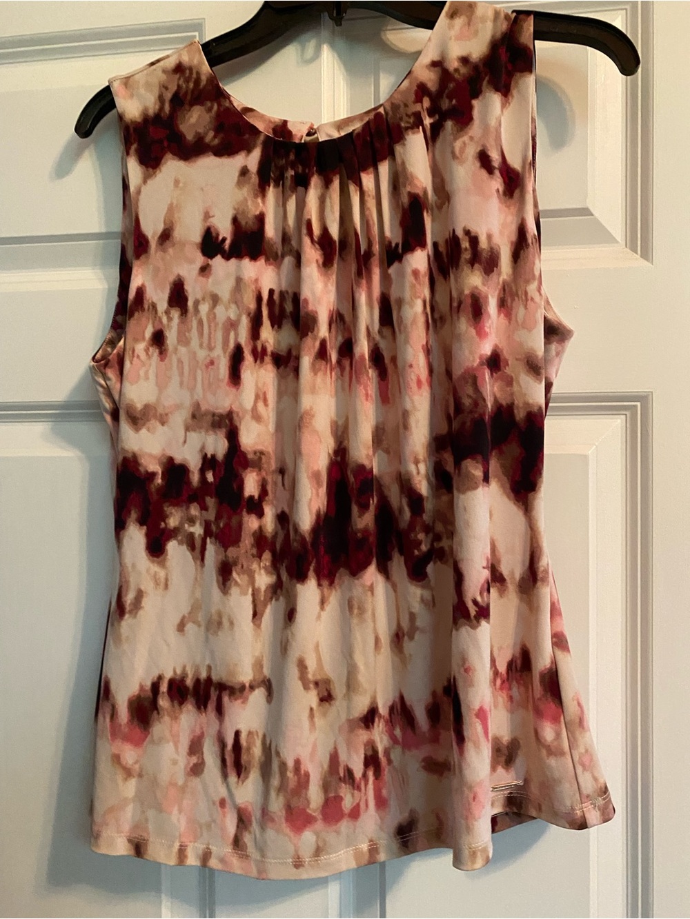 Calvin Klein Sleeveless Tie-Dye Tank in White, Pink & Brown